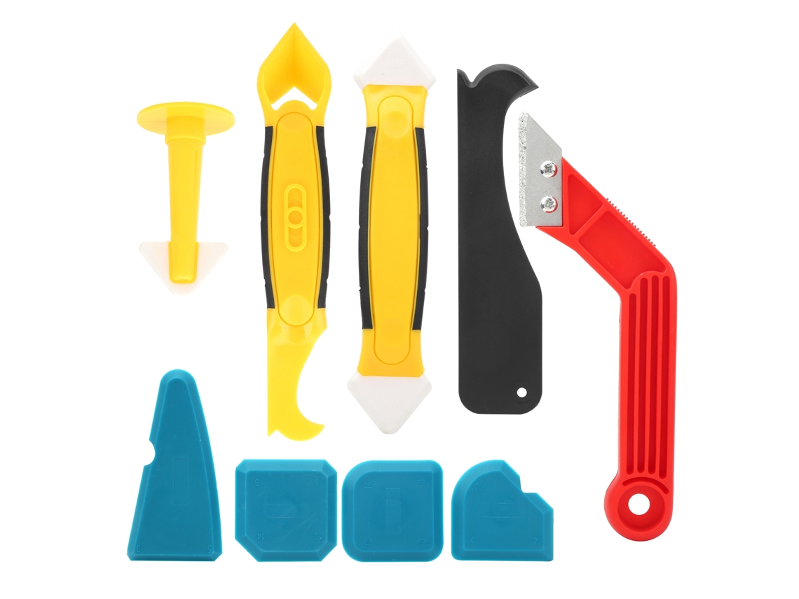 Kit De Ferramentas Multifuncionais Para Selante De Silicone Com 9 Peças: Aplicador, Raspa E Terminador De Calafeteamento