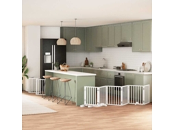 Vidaxl Portão P/ Cães Com Porta Dobrável 12 Painéis 600cm Álamo Branco