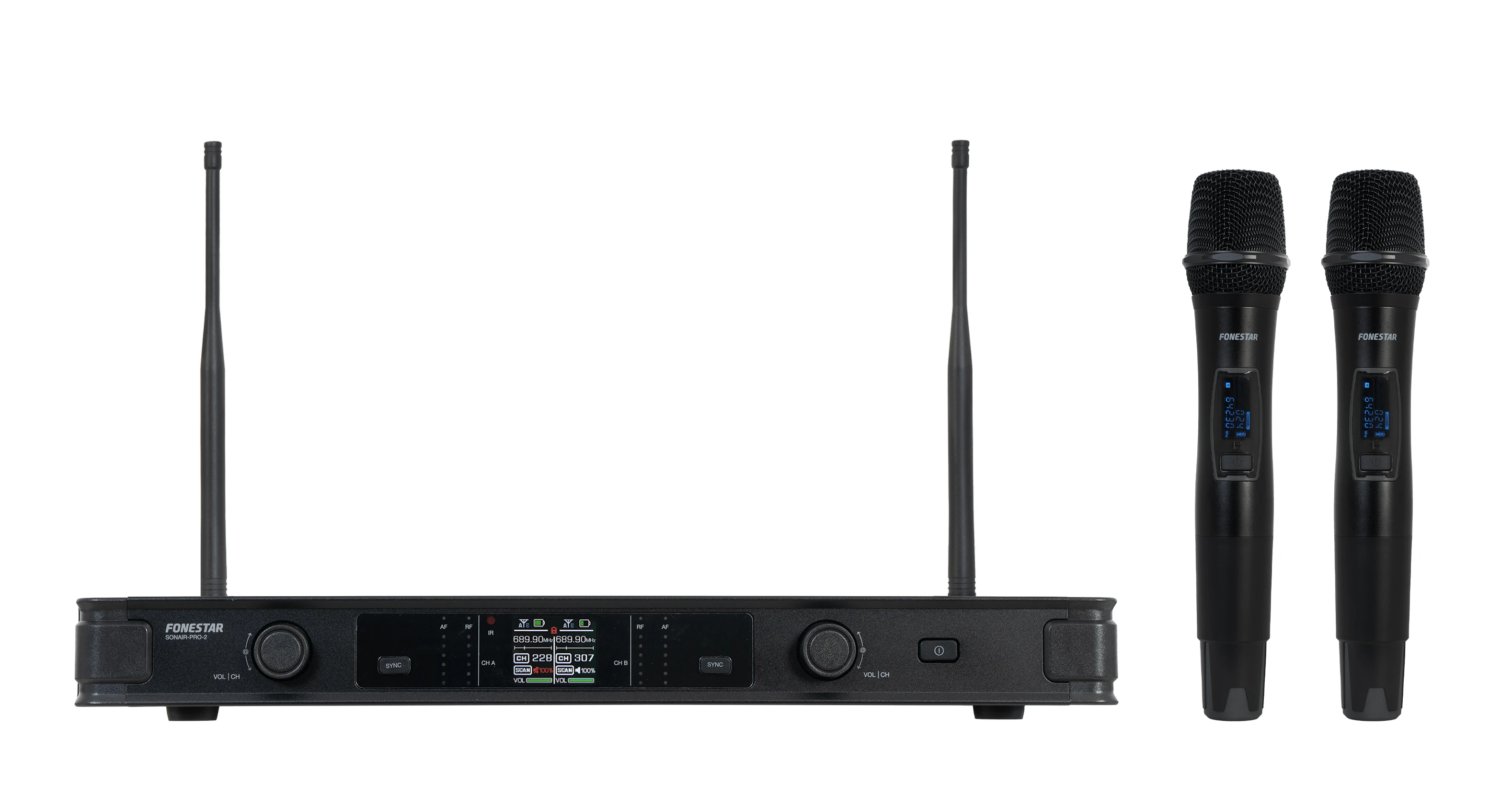 Microfone Duplo FONESTAR Sem Fios UHF ID Pilot e Diversity