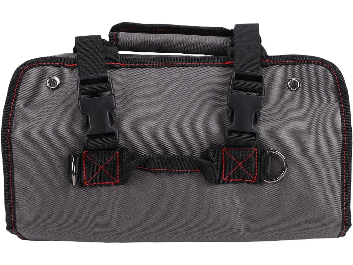 Bolsa de ferramentas dobrável e resistente para eletricistas e carpinteiros, bolsa de armazenamento portátil com vários compartimentos.