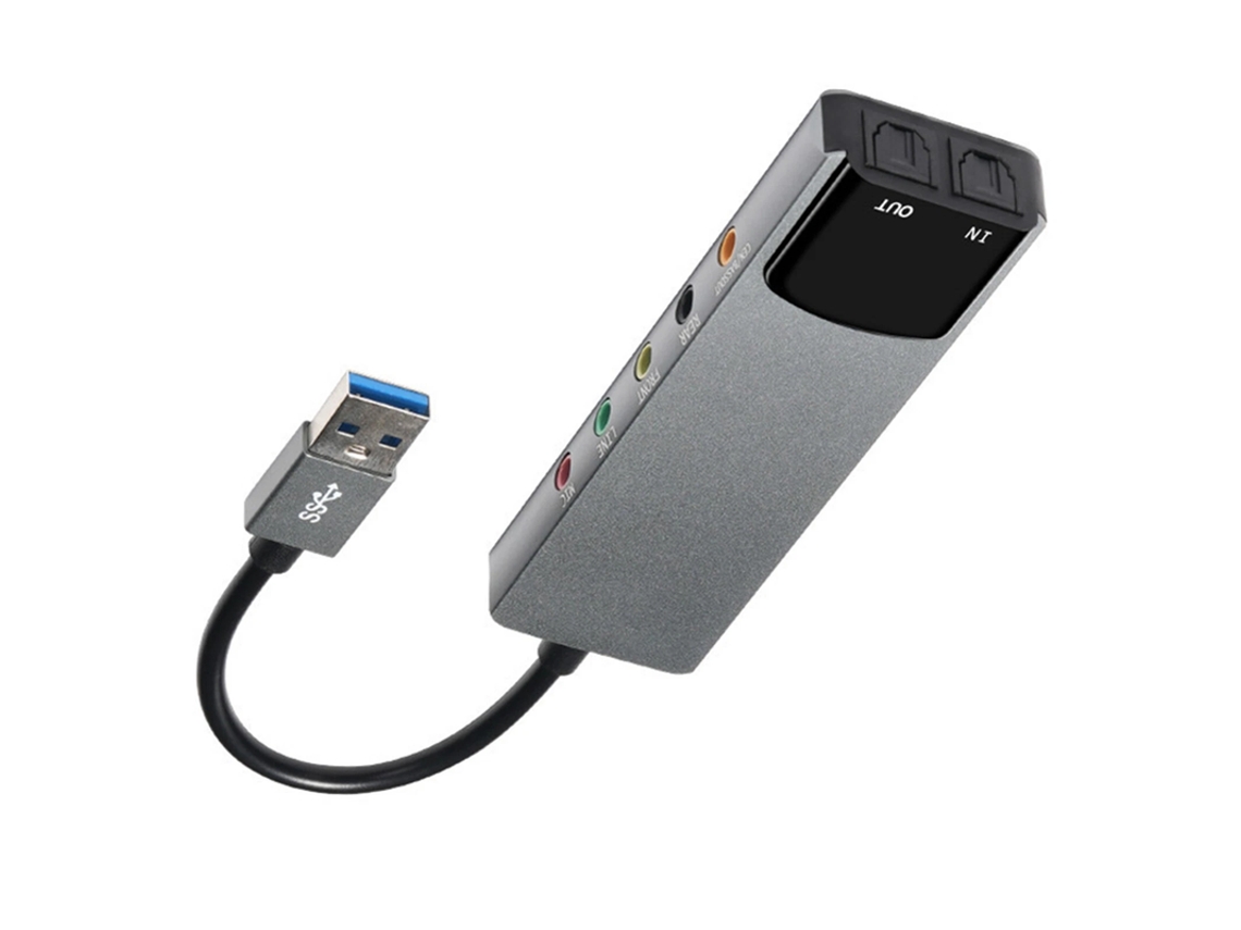 Placa de Som ELORY Usb 5.1 Canais Externa com Saída Óptica Spdif