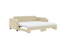 Daybed With Trundle, Daybeds With Trundles Vidaxl Creme Tecido (100 X 200 Cm)