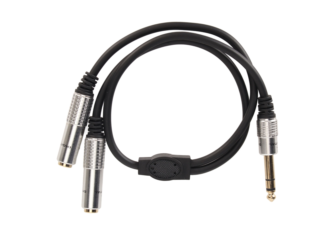 Cabo Mali splitter estéreo de 6.35mm, macho para duas fêmeas, 0.5m, dourado
