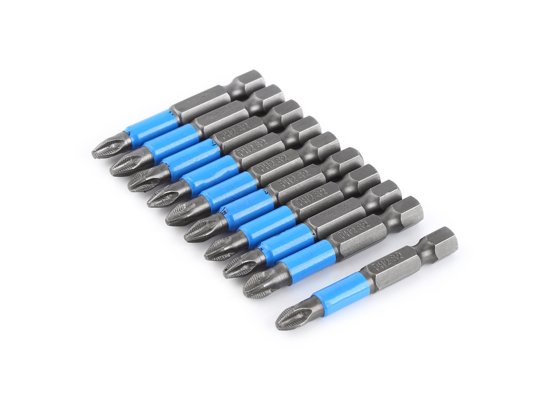 10pcs/set Bits Parafusadeira S2 Ph2 50mm Hex Magnética Anti Slip Ferramentas Elétricas
