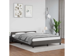 Vidaxl Estrutura Cama C/ Cabeceira Sem Colchão 140x200 Cm Cinzento