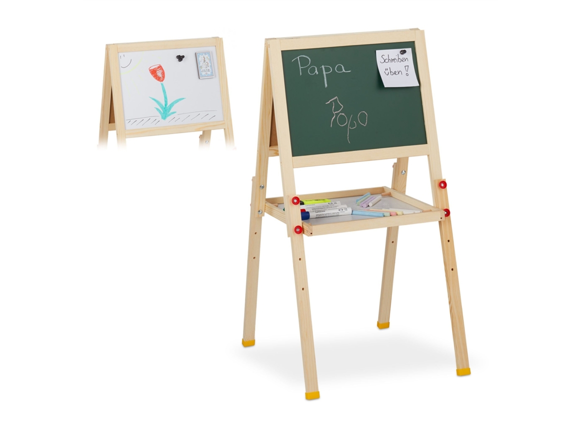 Cavalete De Desenho Infantil Em Madeira Com Quadro Branco E Negro Magnético Ajustável