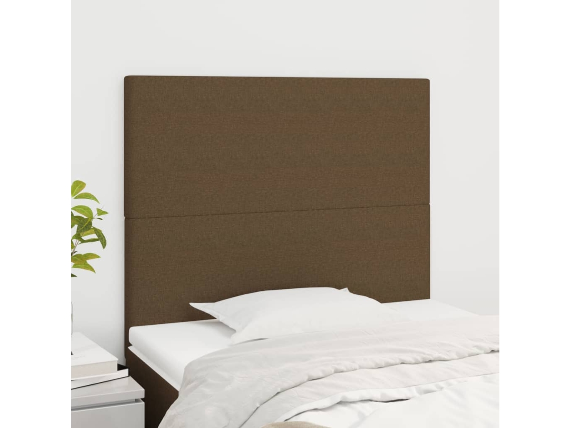 Vidaxl Cabeceira 90x5x118/128 Cm Tecido Castanho Escuro