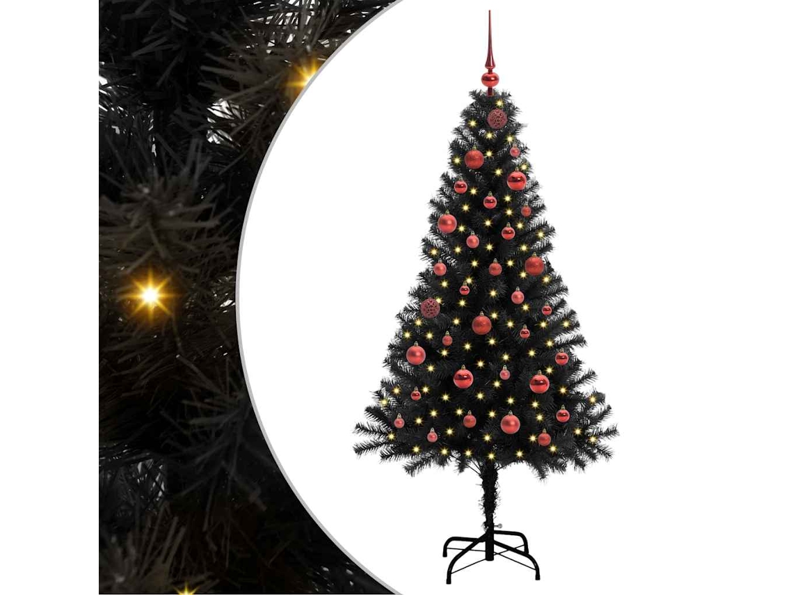 Conjunto 1 Árvore De Natal Vidaxl Preto Pvc (150 Cm)