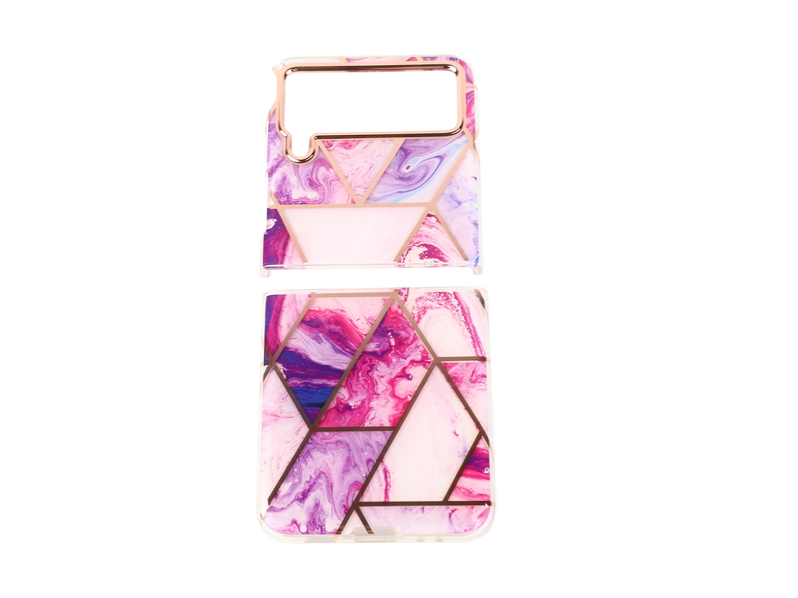 Aetheria capa Protectora Fina para Galaxy Z Flip 3 Tpu Roxo com Eletroplacagem Dourado Rosa
