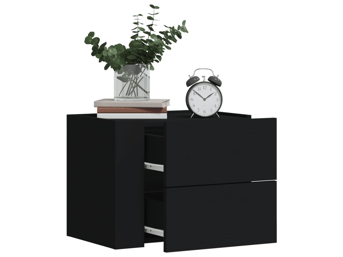 Vidaxl Mesas De Cabeceira De Parede 2 Pcs 45x30x35 Cm Preto
