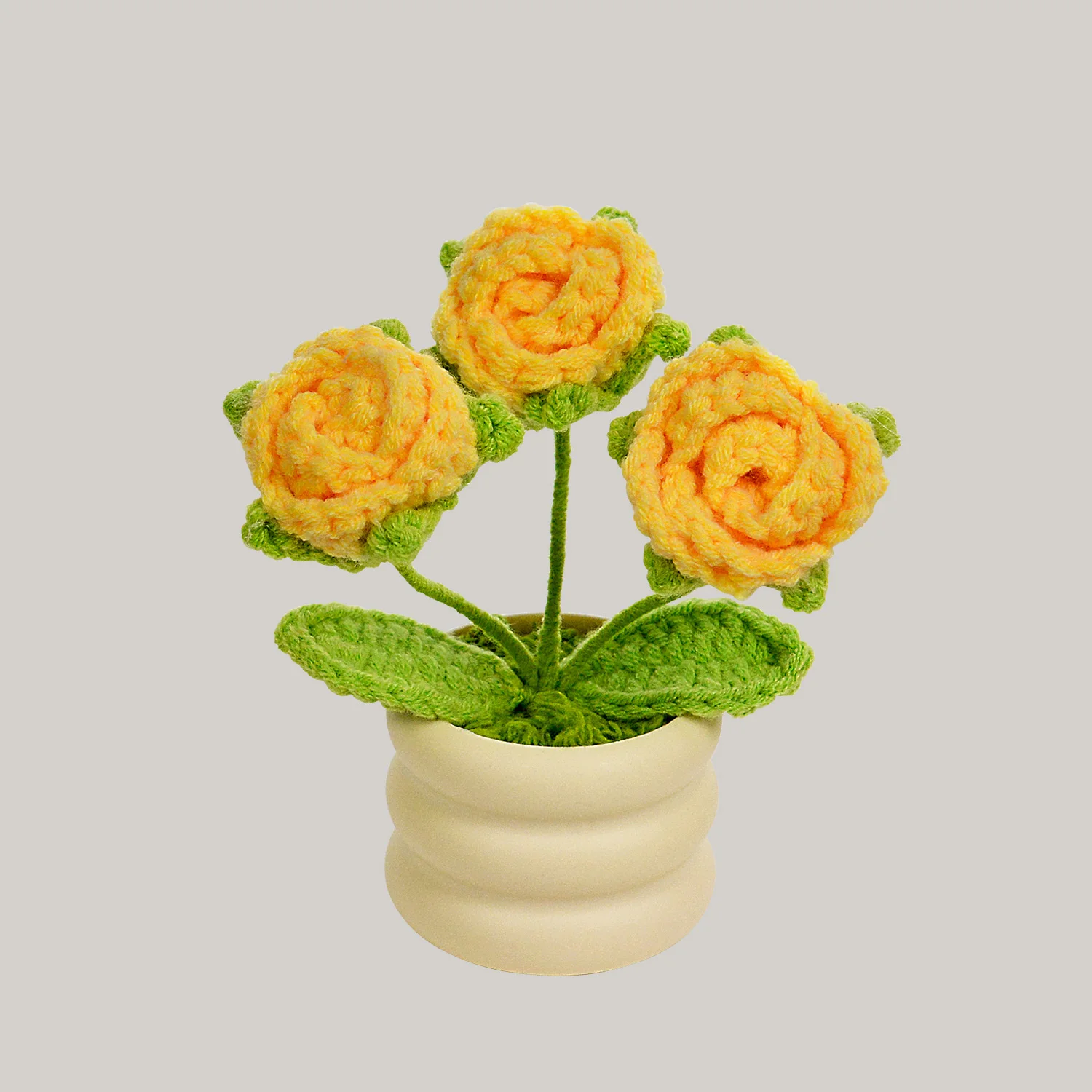 (amarelo) Buquê Feito À Mão Em Crochê, Buquê De Rosas Tricotadas, O Presente Perfeito.