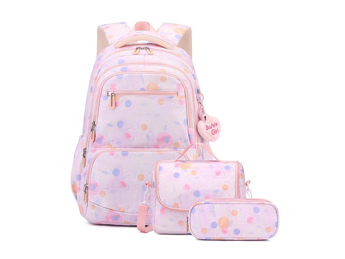 Mochila Escolar Feminina Fofa Para Meninas Adolescentes Com Conjunto De Lancheira. Rosa Hexinyigjly
