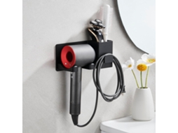 Suporte Para Secador De Cabelo, Sem Necessidade Furar, Com Organizador Cabos, Autoadesivo Alumínio Compatível Chapinha, Etc.