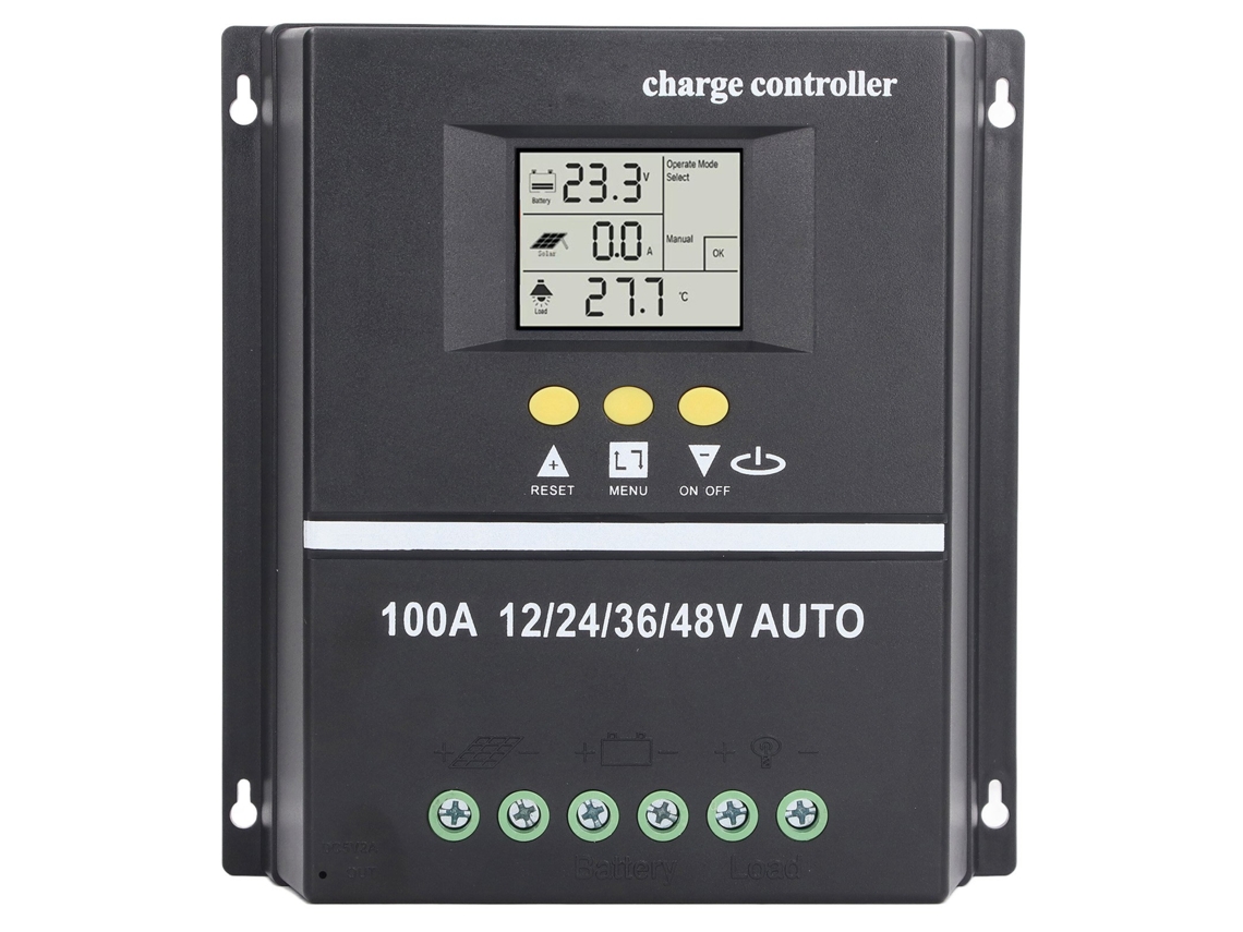 Controlador de Carga Solar MPPT 100A com USB e LCD Retroiluminado