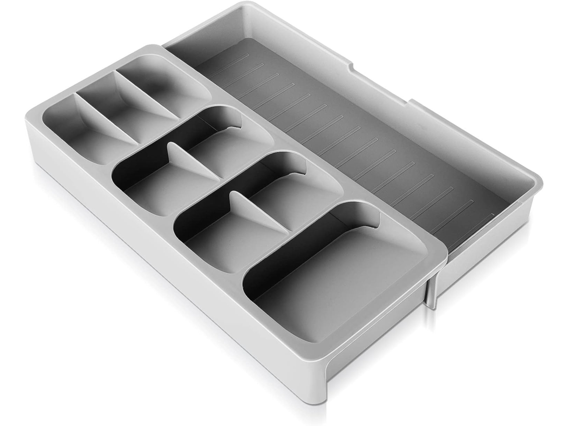 Lurelia Bandeja Para Talheres, Expansível, Em Plástico, 8 A 9 Compartimentos, Para Gaveta De Cozinha, Arrumação Prática