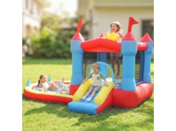 Castelo Inflável Azul Com Escorregador, Soprador, Trampolim, Piscina De Cano, Piscina De Bolas E Pistola D'água - 342x255x209 Cm
