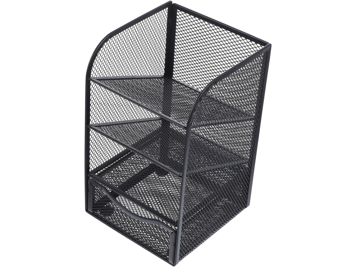 Organizador de Mesa Metálico Stobaza com Compartimentos para Guardar Artigos Papelaria e Porta lápis. Design C