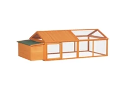 Galinheiro jardim madeira 240x112,5x76 cm 4-8 galinhas tela arame teto solar S/MARCA