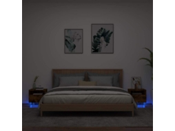 Vidaxl Mesas Cabeceira C/ Luzes Led 2 Pcs 40x39x37 Cm Carvalho Fumado