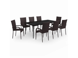 Maison Exclusive - 9 Pcs Conjunto De Jantar Para Jardim Castanho E Preto