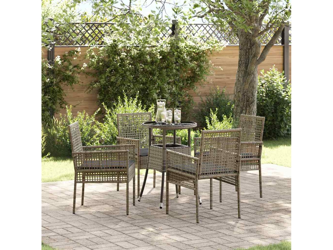 Vidaxl Conjunto De Jantar Para Jardim 5 Unid. Cinzeto Vime Pe