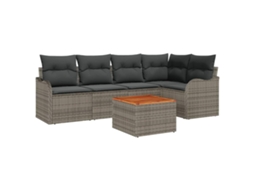 Maison Exclusive - Conjunto De Sofá De Jardim 6 Unid. Cinzeto Vime Pe