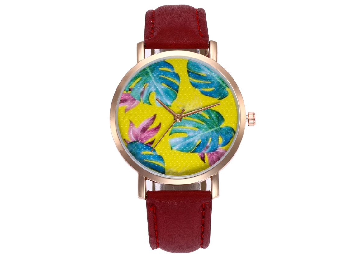 Reloj De Cuero Unisex Estilo Simple De Cuarzo Decoración Zlf0208-m Rojo
