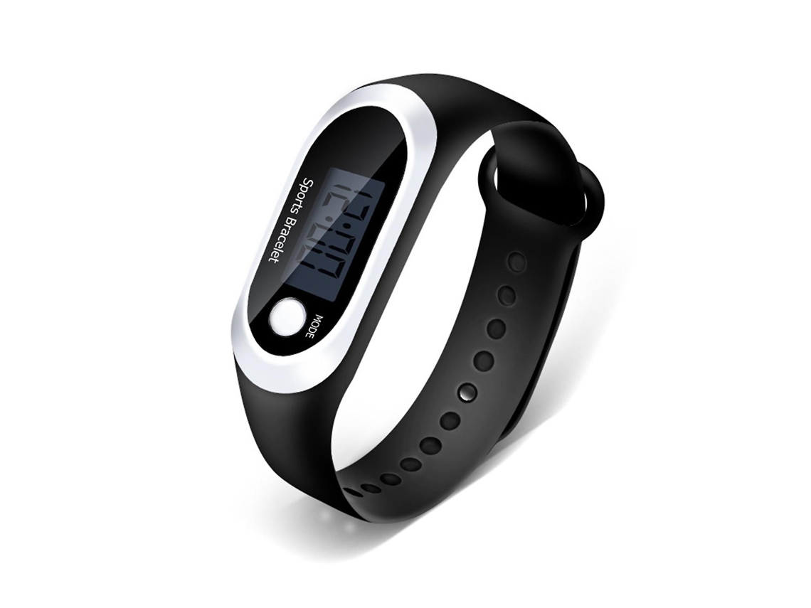 Pulseira Desportiva Multifuncional Ecrã Led À Prova de Água Contador de Calorias com Poupança de Energia de Silicone Preto