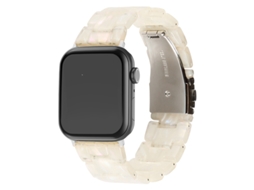 Pulseira De Resina Cerâmica Transparente Branca Fluorescente Para Apple Watch 38 40 41mm E Samsung Galaxy Watch7 42mm