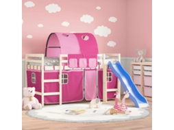 Vidaxl Cortinas Para Cama Elevada Com Túnel Poliéster Rosa