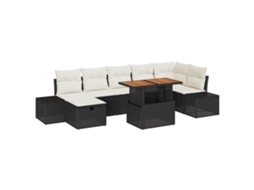 Conjunto 8 Conjunto De Sofá De Jardim Vidaxl Preto Vime Pe (100 X 55 X 73 Cm)