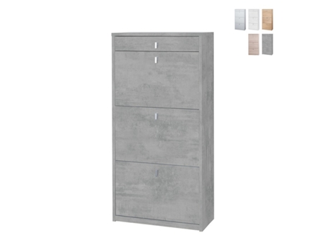 Sapateira de entrada com 3 portas com gaveta para 15 pares de sapatos Naky