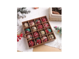 Bolas De Decoração De Natal Listradas/karizadas, 6cm /8cm(9un), Acessórios Para Árvore De Natal. Igvtrade (16un)