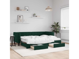 Vidaxl Sofá-cama C/ Gavetão E Gavetas 80x200cm Veludo Verde-escuro