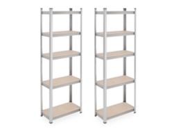 Conjunto Com 2 Prateleiras Resistentes De Aço Galvanizado Com 5 Níveis