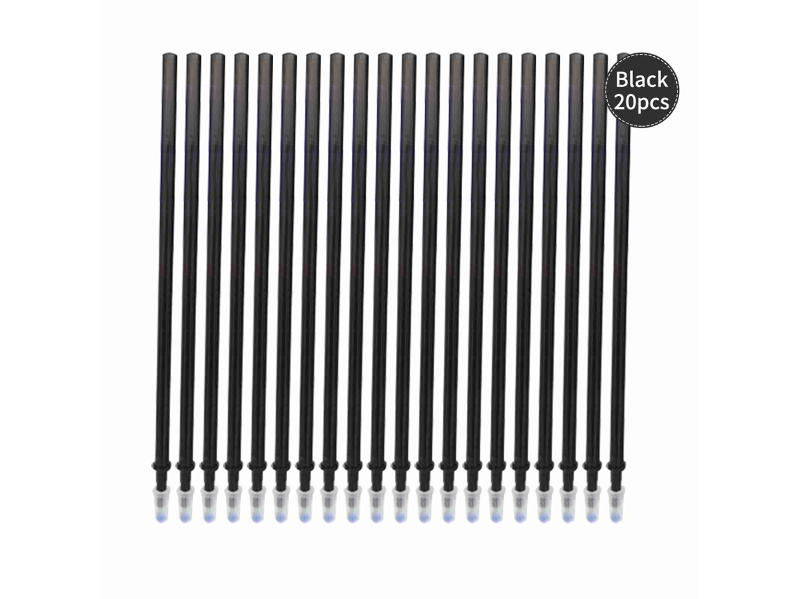 20 Recargas de Caneta Gel Apagável Ponta Fina 0.5mm para Canetas Apagáveis Escritório Escola Suprimentos