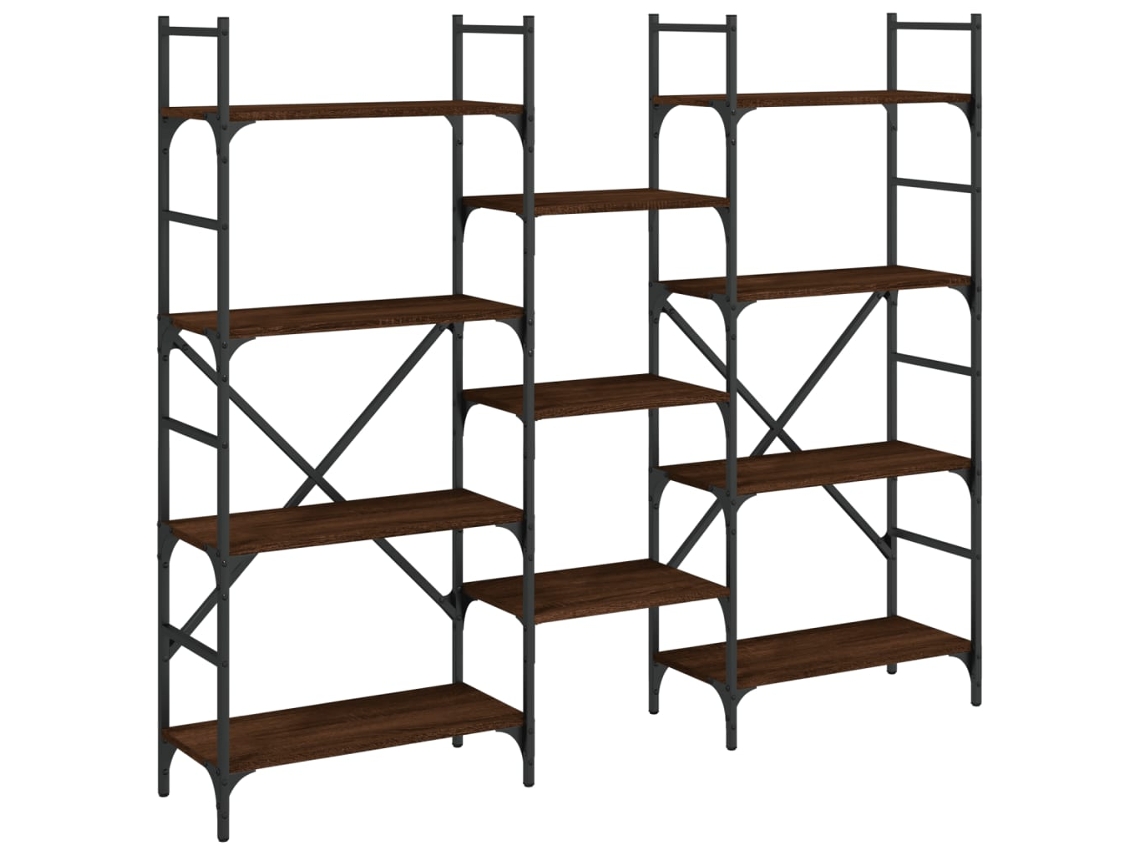 Bookshelf, Bookshelves Vidaxl Marrom Madeira Processada (160 X 28.5 X 136.5 Cm)