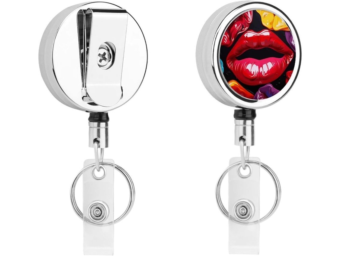 Porta Crachá Retrátil Com Cinto Clipe Chaveiro Anel, Colorido, Resistente, Em Metal, Cartões De