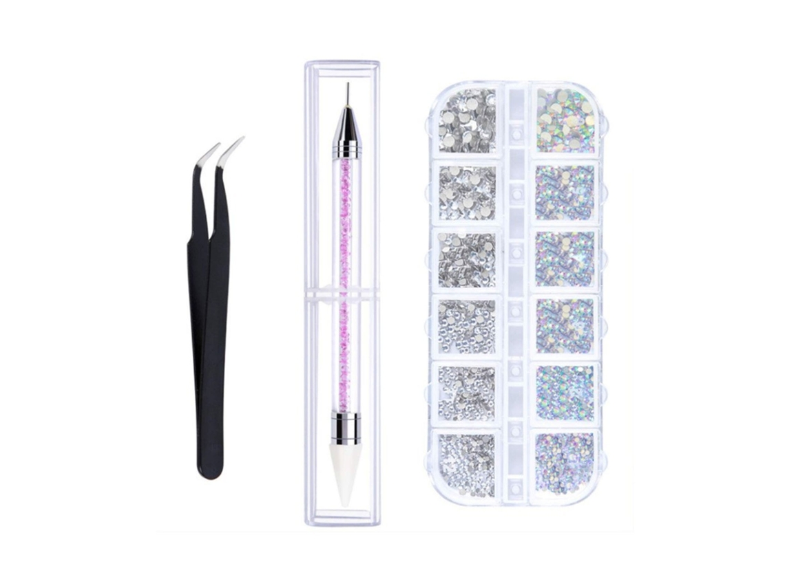 Kit De Strass Para Unhas Com Caneta E Pinça Portátil Conjunto De Jóias De Resina Colorida Para Salão E Casa
