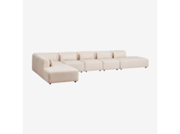 Sklum Sofá Modular De Canto Em 6 Peças Com Duplo Divã Fogler Poliéster                       Chenille Creme Bege