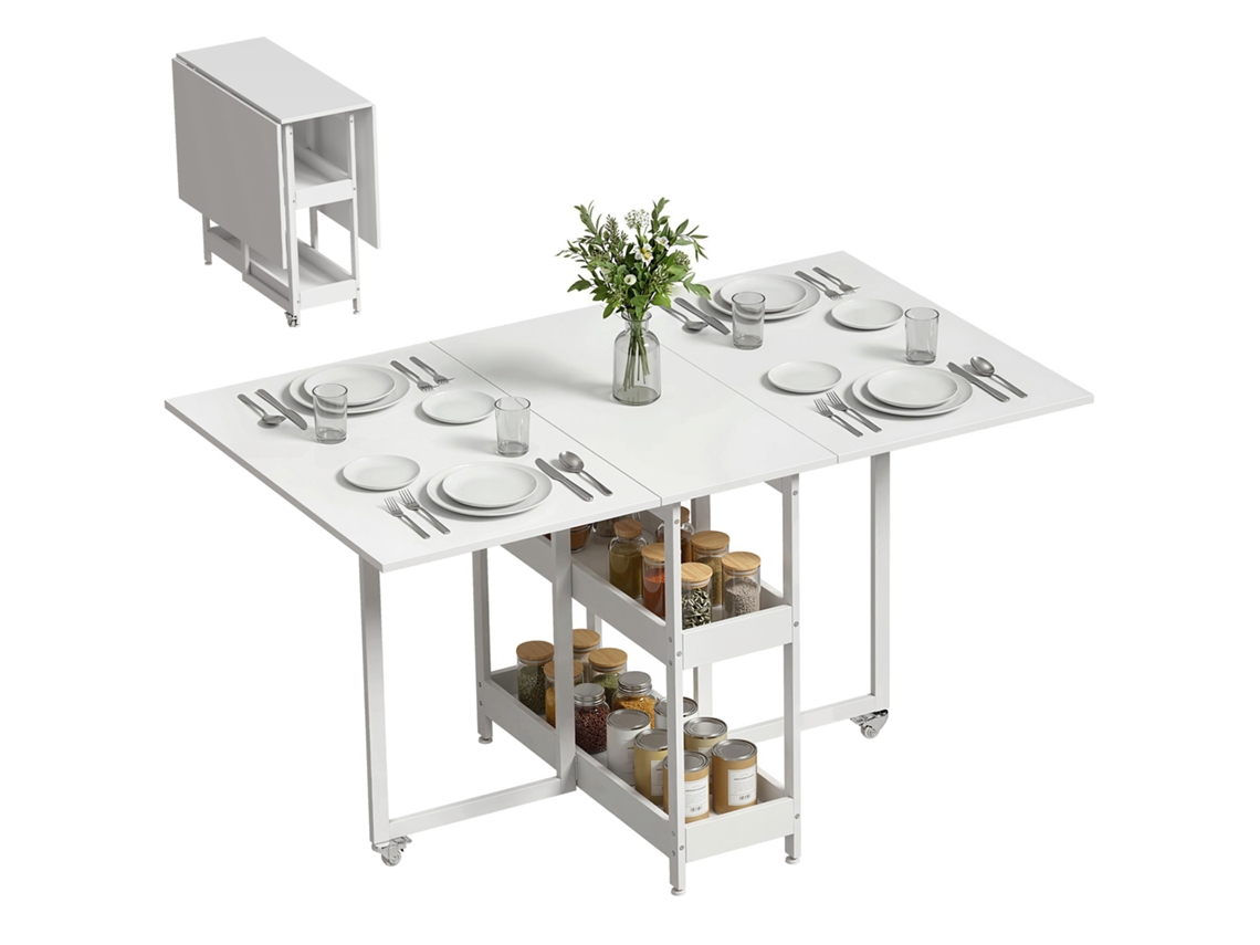 Mesa de jantar dobrável com rodízios CHEZMOI (75x140x74 cm)