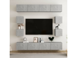 Vidaxl 8 Pcs Conjunto De Móveis De Tv Contraplacado Cinzento Cimento