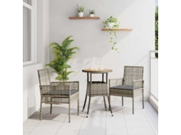 Vidaxl Conjunto De Jantar Para Jardim 3 Unid. Cinzeto Vime Pe