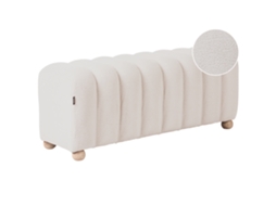 Banco De Cama Beliani Idyllwild De Bouclé Blanco 111x40x45