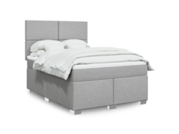 Vidaxl Cama Com Molas/colchão 140x200 Cm Tecido Cinzento-claro