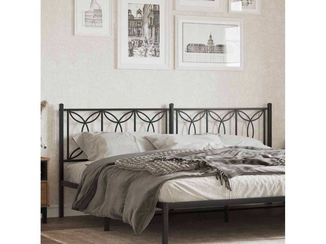 Vidaxl Cabeceira De Substituição 193 Cm Metal Preto