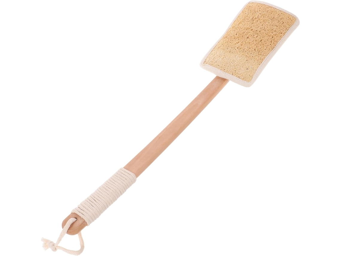 Escova De Costas Healvian Luffa Com Cabo Longo Madeira Para Esfoliação Suave E Massagem Relaxante, Acessório De Banho