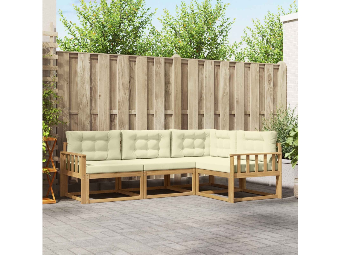 Vidaxl Conjunto De Sofás Para Exterior 3 Unid. Branco E Creme