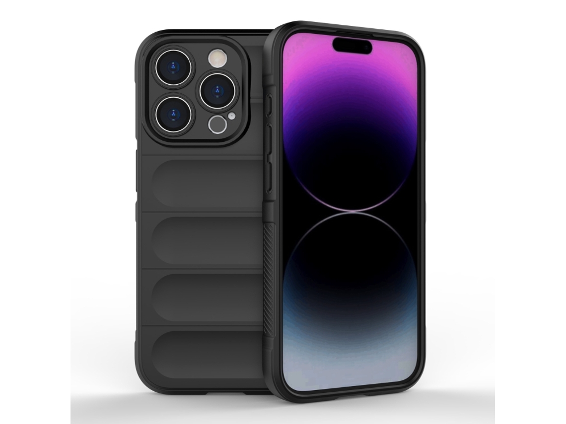 Capa Halinuia Para Iphone 15 Pro Magic Shield Tpu Preto (proteção Integral, Interior Em Flanela)