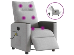 Vidaxl Poltrona Massagens Reclinável Elétrica Tecido Cinzento-nublado